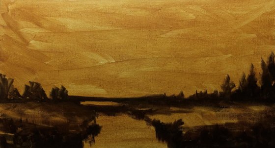 Oil Painting #37 Marshland at Sunset (45 x 25.3 cm) - Underpainting