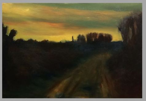 #61: Road at Dusk (Oil on Canvas Panel)